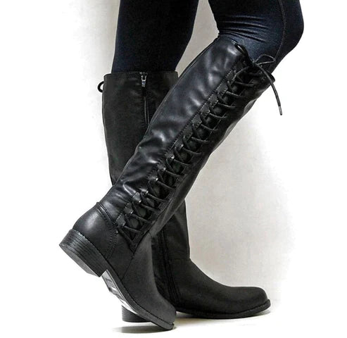 Michelle | Women’s Knee High Boots With Lace Up