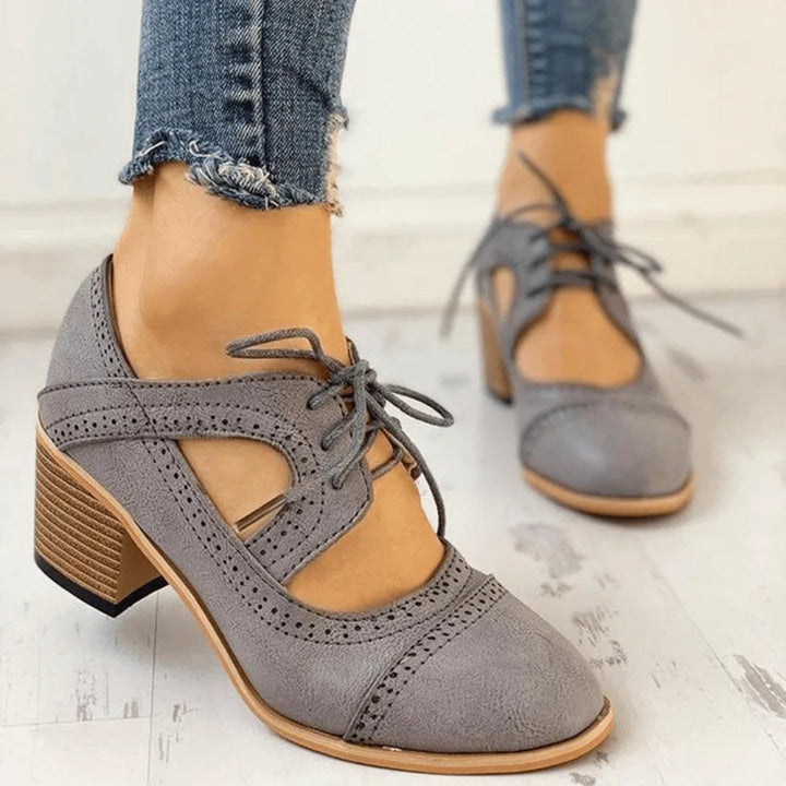 Evelyn | Women’s Heeled Lace-Up T-Strap Shoes