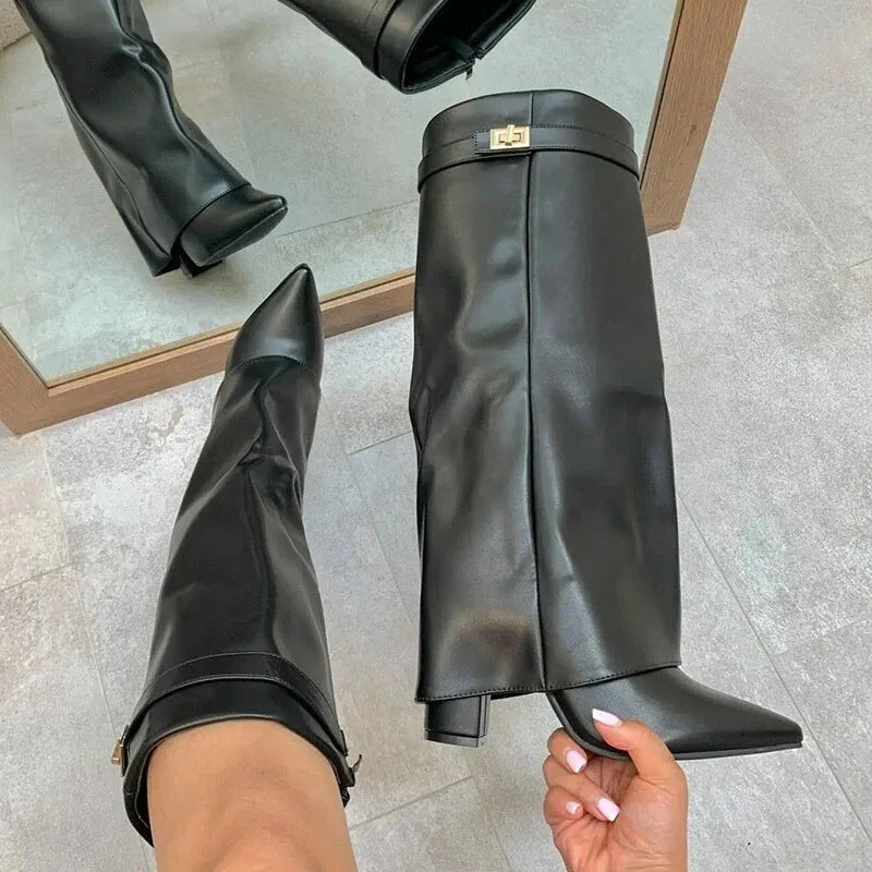 Maya | Women’s Leather Thigh-High Boots with Buckle