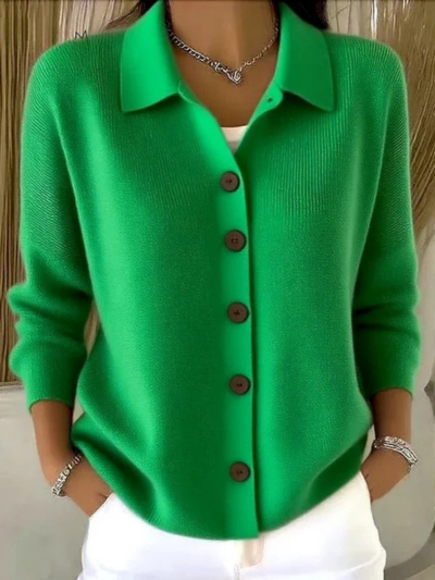 Women's Lapel Button Knitted Cardigan Sweater