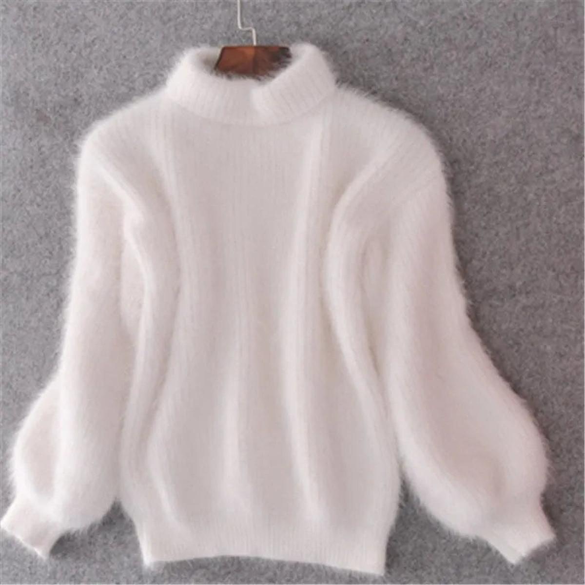 Emma & Rose™ | Vintage Angora Pullover Loose Knit Solid Color Sweater