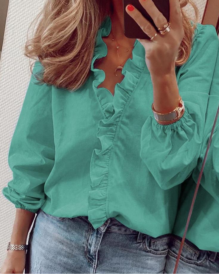Emma & Rose™ | Ruffled V-Neck Blouse