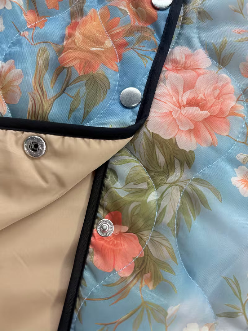 Women's Vintage Floral Print Quilted Jacket