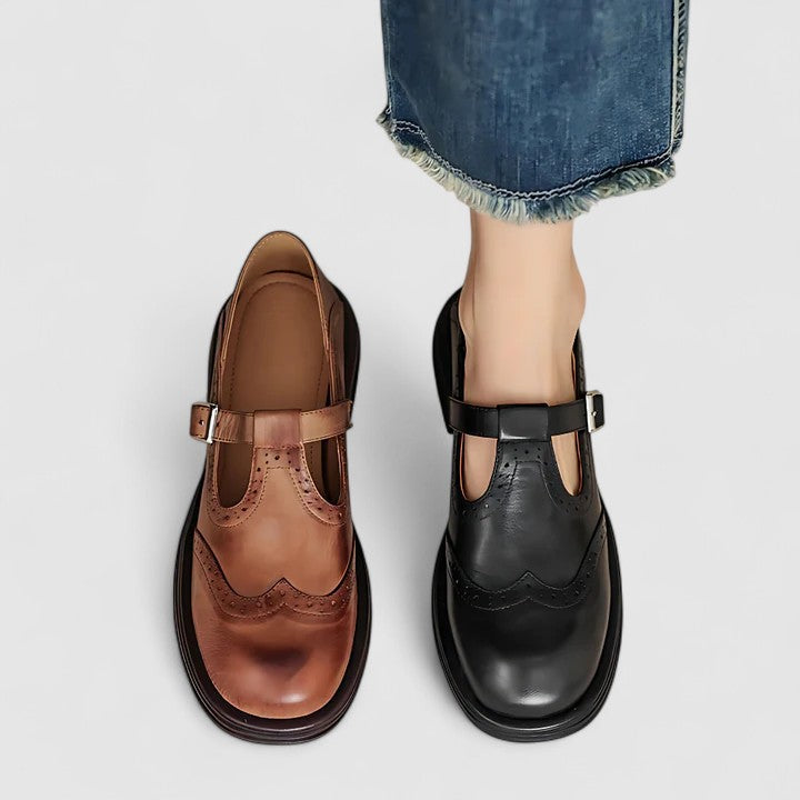 Emily | Classic Women’s Leather T-Strap Shoes