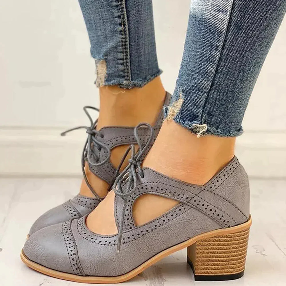 Evelyn | Women’s Heeled Lace-Up T-Strap Shoes