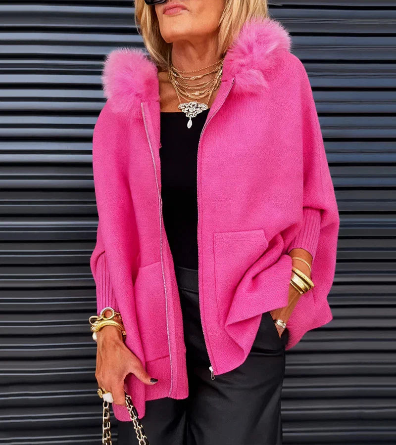 Emma & Rose™ | Casual Hooded Coat with Fur Collar