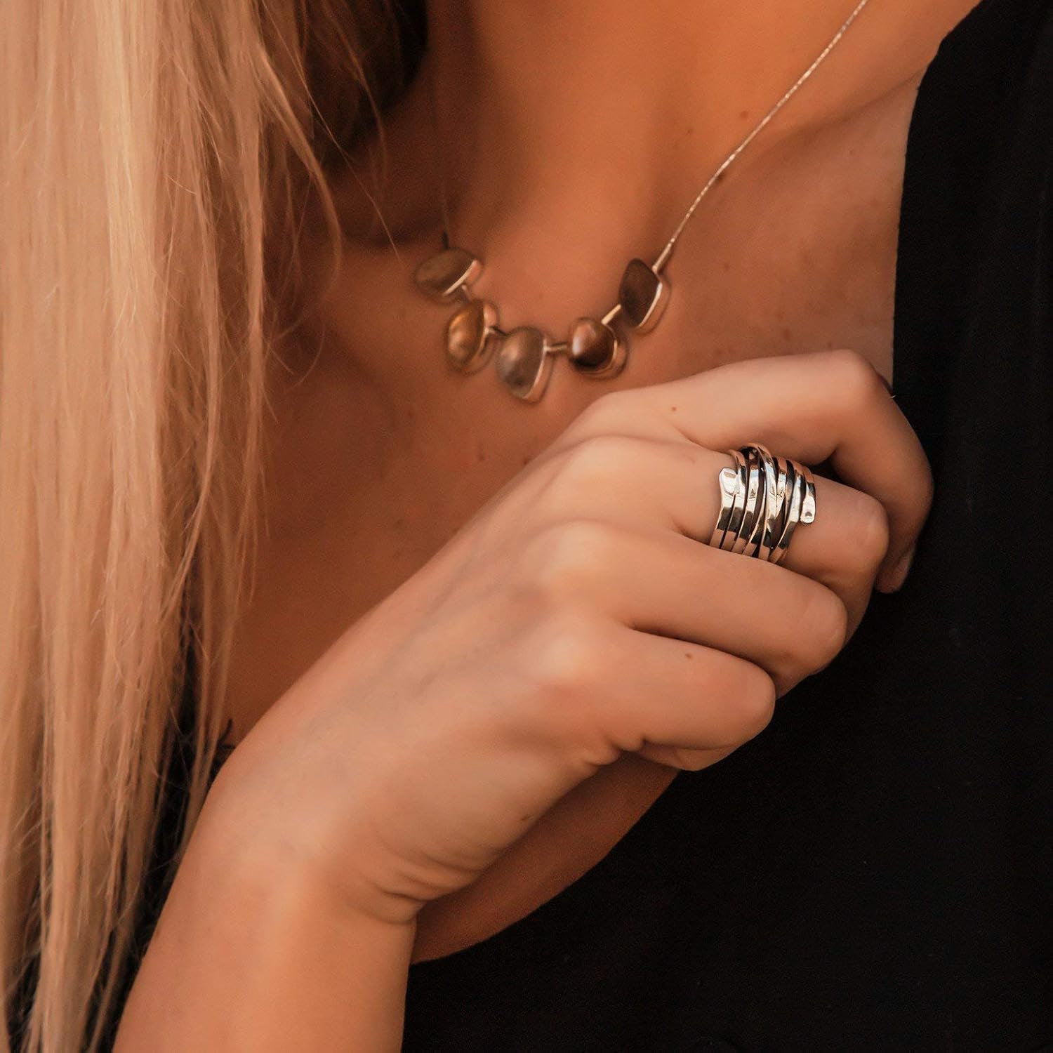 Emma & Rose™ | Vintage Thick Layer Silver Ring