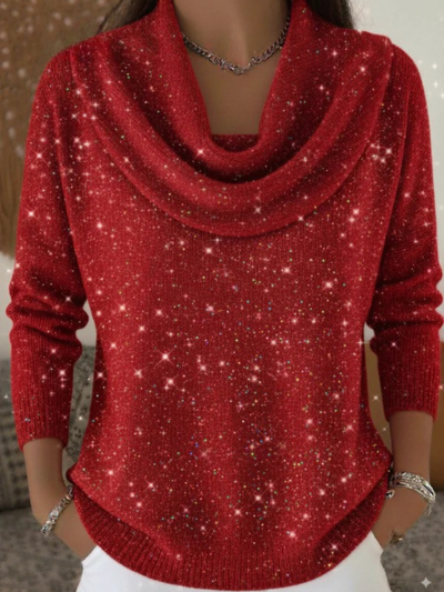Women's Elegant Solid Color Loose Shiny Sweater