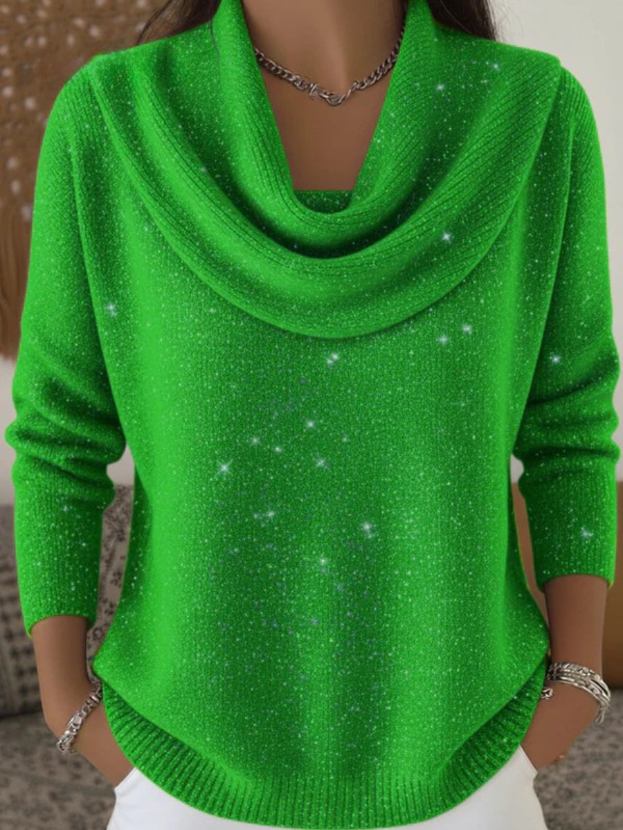 Women's Elegant Solid Color Loose Shiny Sweater