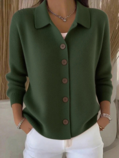 Women's Lapel Button Knitted Cardigan Sweater
