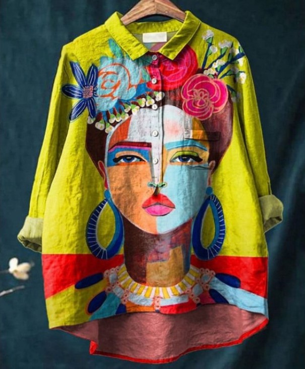 Freda Oil Painting  Linen Shirt